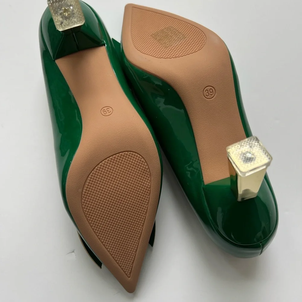 Elegant Green Bow Women's Shoes - Picture 4 of 5